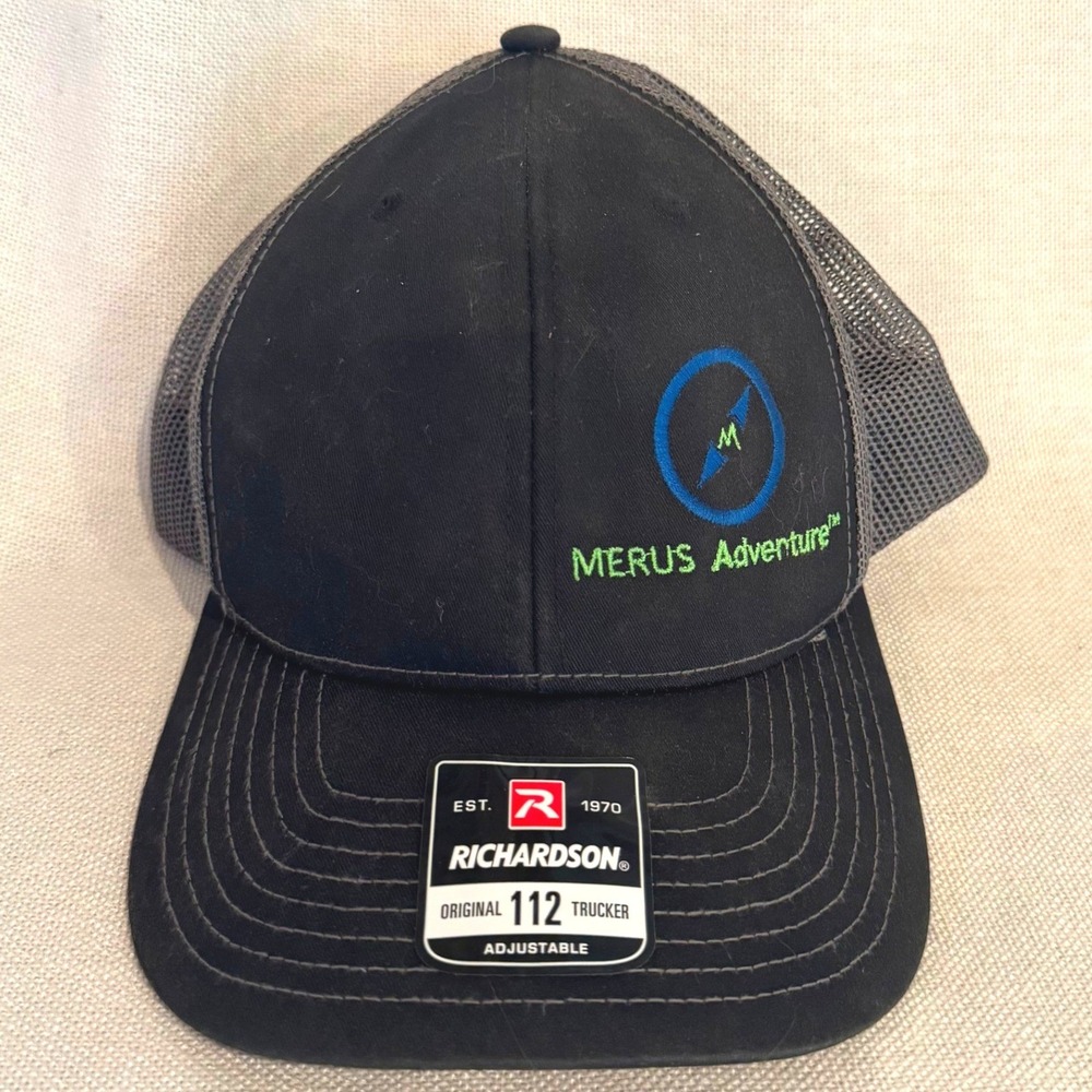 Richardson 112 Merus Adventure Trucker Hat Black Mesh Snapback Texas Offroad Cap